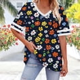 thumbnail image 5 of Danhjin Womens Plus Size Shirts V Neck Short Sleeve Summer Tops Printed Pullover Casual Loungewear Lightweight Going out Graphic Fashion T Shirts, 5 of 7