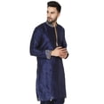 thumbnail image 3 of SKAVIJ Art Silk Kurta for Men Embroidered Indian Crew Neck Party Casual Shirt (x-Large, Blue), 3 of 6