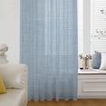 thumbnail image 6 of Vintage Sky Blue Sheer Curtains 96" Long, Farmhouse Retro Solid Color Linen Texture Light Filering Curtains, Privacy Drapes Simi Floor to Veiling Curtain for Living Room Bedroom Window Treatment, 6 of 9