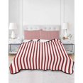 thumbnail image 2 of Quilt King Size Bedding Set, Thin Red Striped Reversible Summer Quilt 3 Pieces, Farmhouse Modern Red Stripes Lightweight Bedspreads Coverlets with 2 Pillow Shams for All Seasons, 2 of 5