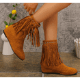 thumbnail image 4 of Solid color flat boots Women's Mid Calf Boots - Pull On Cowboy Style Booties, 4 of 7