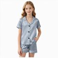 thumbnail image 3 of WXFAZCVU Girls' Short Sleeve Pajama Set Button Down Shirt and Shorts Soft Kids Sleepwear Size 4-5 Years, 3 of 4