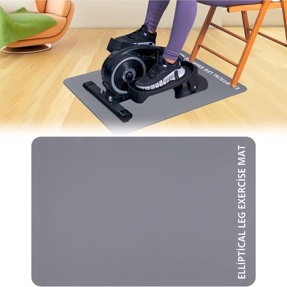 Non-Slip Workout Mat for Ellipse Leg Exerciser, Ellipse Machine Mat, Exercise Mat for Under Desk Ellipticals, Suitable for Electric Seated Foot Pedal Exerciser, Stability & Floor Protection Grey