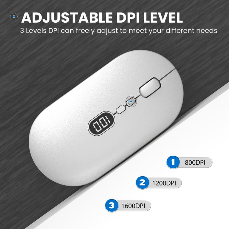Wireless Office Mouse with Battery Level Visible, Ultra Slim 2.4G