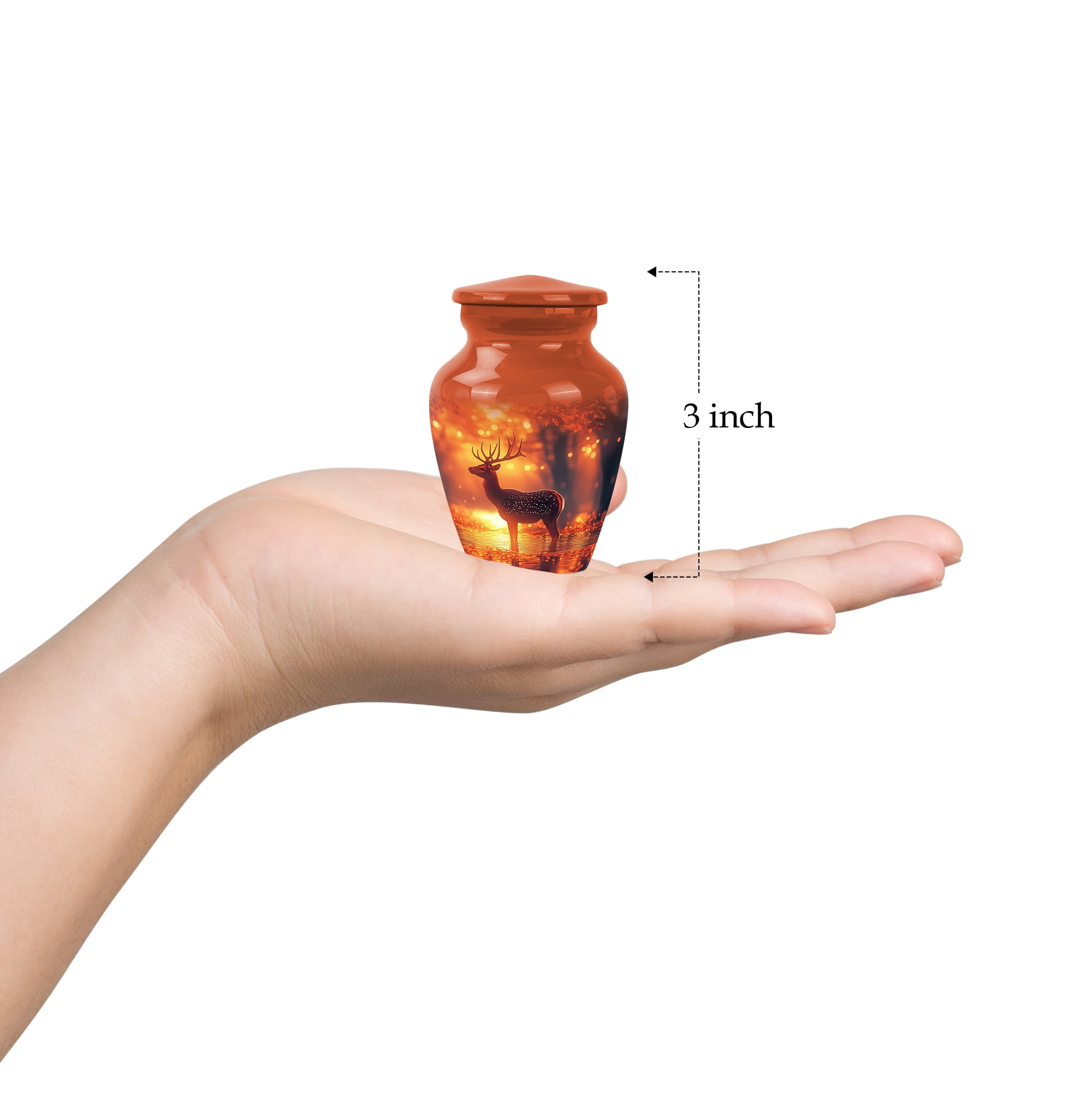 MUKTIVE Deer Funeral Urns for Adult Ashes Men - Keepsake Adult Urns for Human Ashes Men & Women - Memorial Brown Portable Urn - Cremation Urn for Mom & Dad - 3 Inch