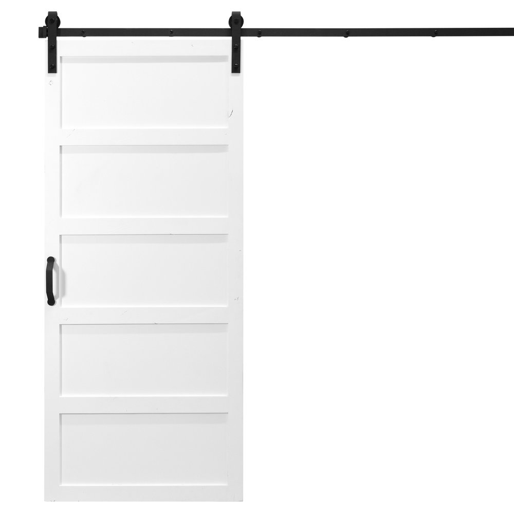 36 in. x 84 in. 5Panel White Alder Wood Interior Sliding Barn Door