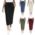 thumbnail image 2 of PUMISAS A-Line Skirts For Women Soft High Elastic Waist Drawstring Skirts Solid Color Casual Loose Elastic Mid-Length Skirts, 2 of 6