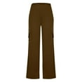 thumbnail image 5 of VgaVtl Brown Woman's Pants Plus Full Length Wide-Leg High Waist Womens Cargo Pants Under $20 Slim Solid Yoga Pants, 5 of 9