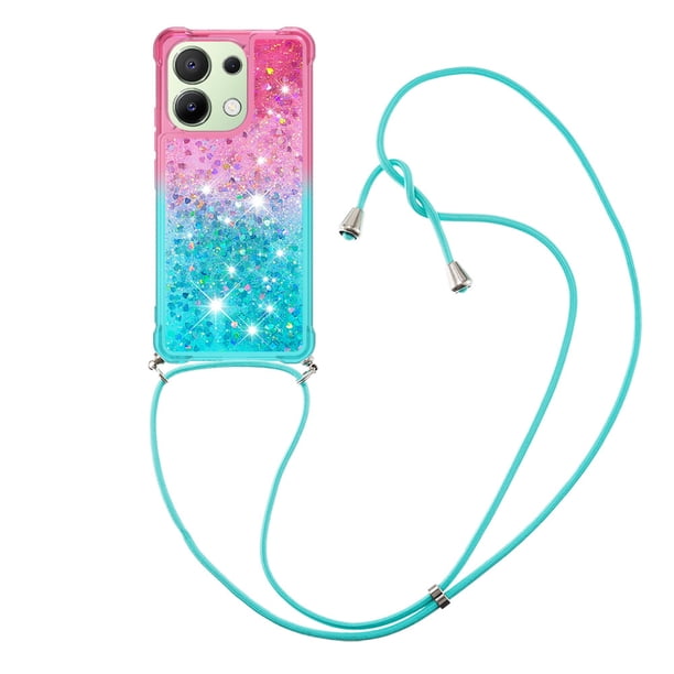 Funda para Xiaomi Redmi Note 13 4G Brillantina Líquida Divertida Reluciente y con Cristales en Movimiento Cuerpo Cruzado con Cordón Ajustable