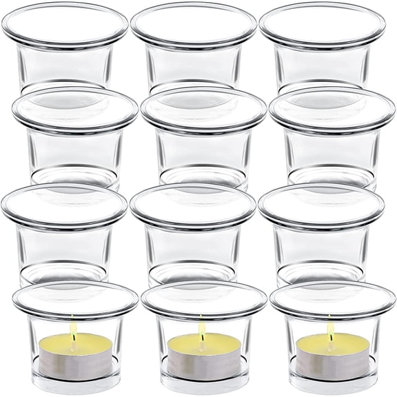 Tealight Candle Holder Set of 12,Glass Votive Candle Holders,Clear Tea Light Holders Bulk for Wedding Holiday Birthday Party Dinner & Home Decor