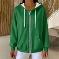 thumbnail image 2 of Kukoosong Women's Casual Jacket, Fashion Solid Color Long Sleeve Hoodies, Full Zip Up Sherpa Lined Sweatshirt Jacket Coat, 2 of 7