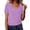Purple, variant on Staron Summer Tops for Women Casual Lace Round Neck Short Sleeve Pullover Blouse Fashion Solid Color Vacation Party Top, Purple M