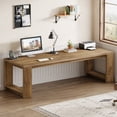 thumbnail image 6 of Tribesigns Farmhouse Computer Desk, 86.6 Inch Extra Long Desk for 2 Person, Rectangular Computer Desk for Home, Office, Living Room, Oak, 6 of 9