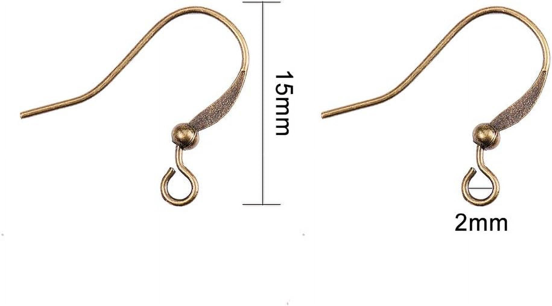 Brass French Earring Hooks Flat Earring Hooks Nickel Free with Beads and Horizontal Loop Antique Bronze 15mm Hole: 2mm 21 Gauge Pin: 0.7mm