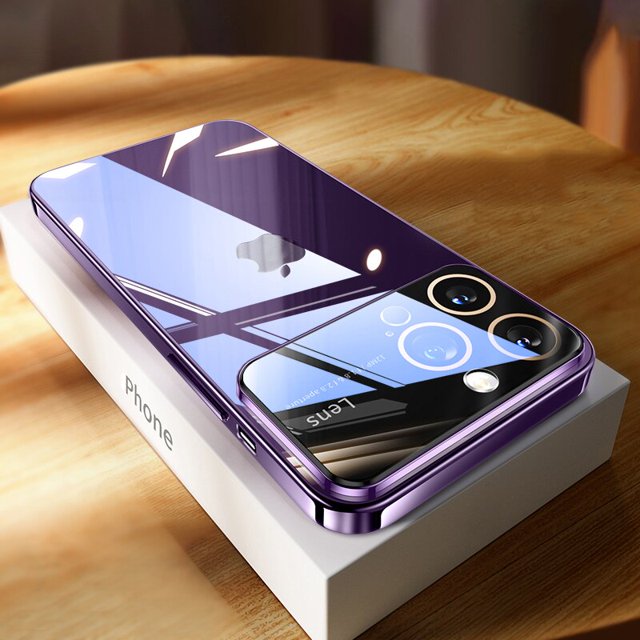 Funda de teléfono de silicona suave chapada para iPhone 14, 13, 12, 11 Pro Max, XR, XS, X, 8, 7 Plus, parachoques a prueba de golpes, Protector de cámara de vidrio Fivean unisex