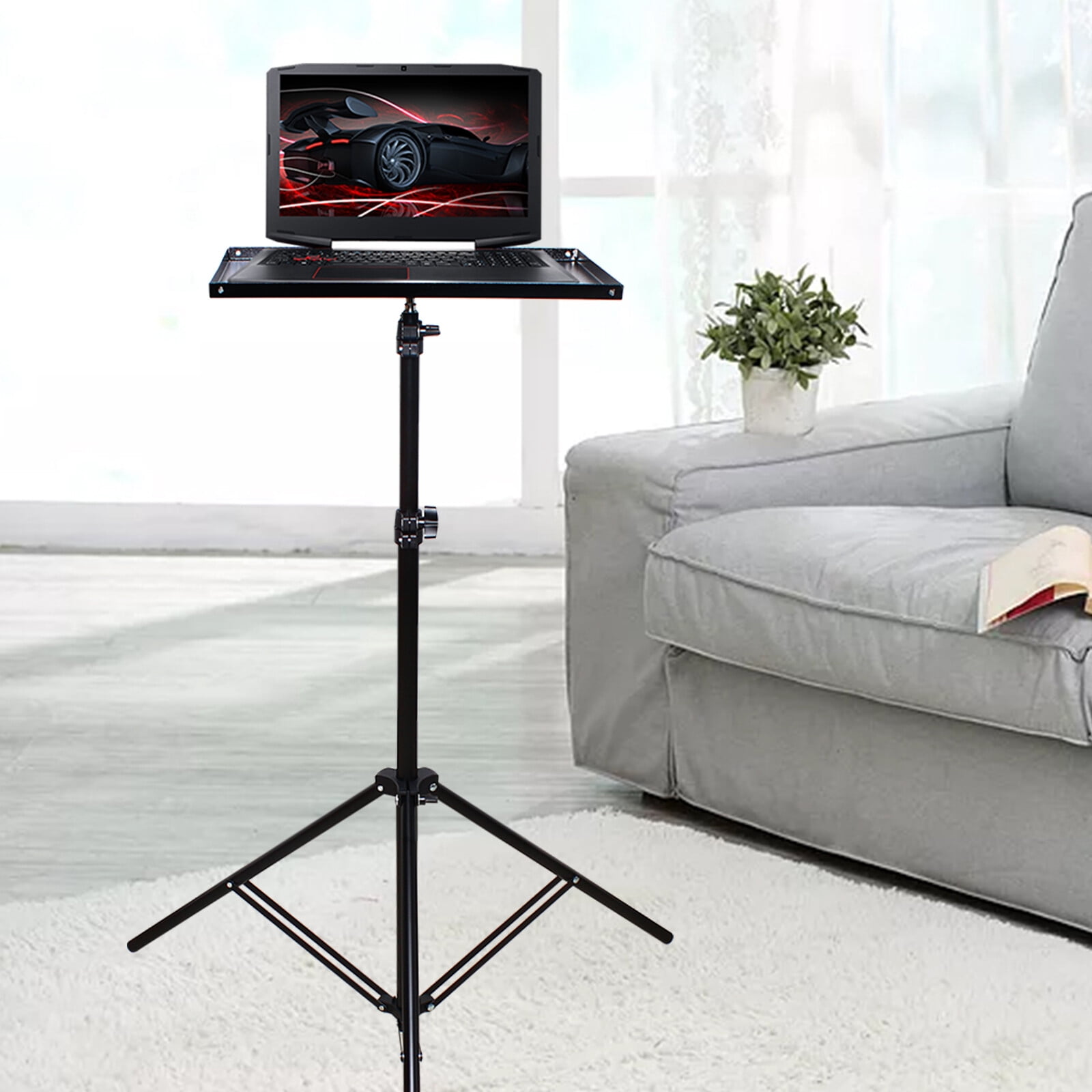 Modern Floor Mount Black Angle &Height Adjustable 69-190cm Laptop Desk Over Sofa Bed Notebook Table Stand