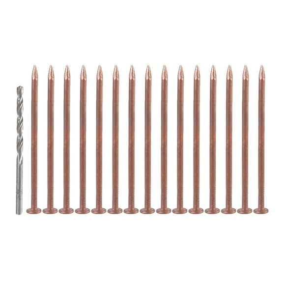 CIYISON 15Pcs Copper Nails Tree Stump Killers Stump Removal Spikes with 1 Drill Bit Nails for Slating Roofing Easy to Use