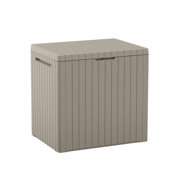 30 Gallon Resin Outdoor Storage Box & Patio Side Table for Balcony, Pool, Deck & Garden Accessories, Weather‑Resistant, Dark Grey