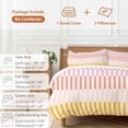 thumbnail image 6 of 3 Piece Colorful Stripe Duvet Cover Set Twin Size,Microfiber Comforter/Quilt Cover with Corner Ties and 2 Pillowcases,Modern Pink Red Yellow Vertical Striped All Season Bedding with Zipper Closure, 6 of 8