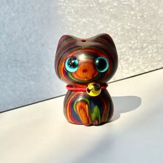 Cute handmade sandalwood cat statue, ornament, your table decoration, perfect gifts