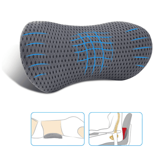 Memory foam lumbar pillow for lumbar pillow, office chair and car seat, back support pillow for relieving lower back pain, sleep and driving support cushion