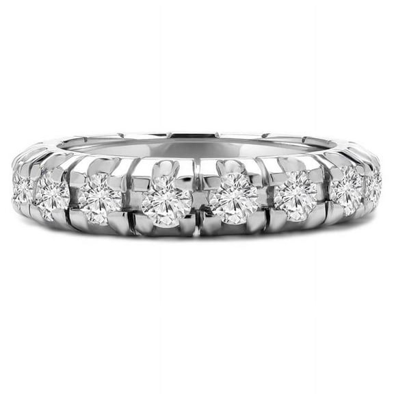3.33 CTW Round Diamond Full-Eternity Anniversary Wedding Band Ring in 18K White Gold - Size 6.5