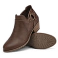thumbnail image 4 of Rexoro Women's Ankle Booties Side Zipper Block Heel Casual Boots Women Chunky Low Heel Short Boots,Brown PU,US 8, 4 of 7