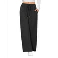 thumbnail image 7 of SWQZVT Womens Pants Waffle Wide Leg Casual Black Pants for Women Loose Workout Knit Lounge Workout Pants with Pockets S, 7 of 7