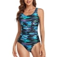 thumbnail image 2 of Fimkaul Women's One Piece Swimsuits Tummy Control Back Cutout Slim Striped Print Bathing Suits, 2 of 8