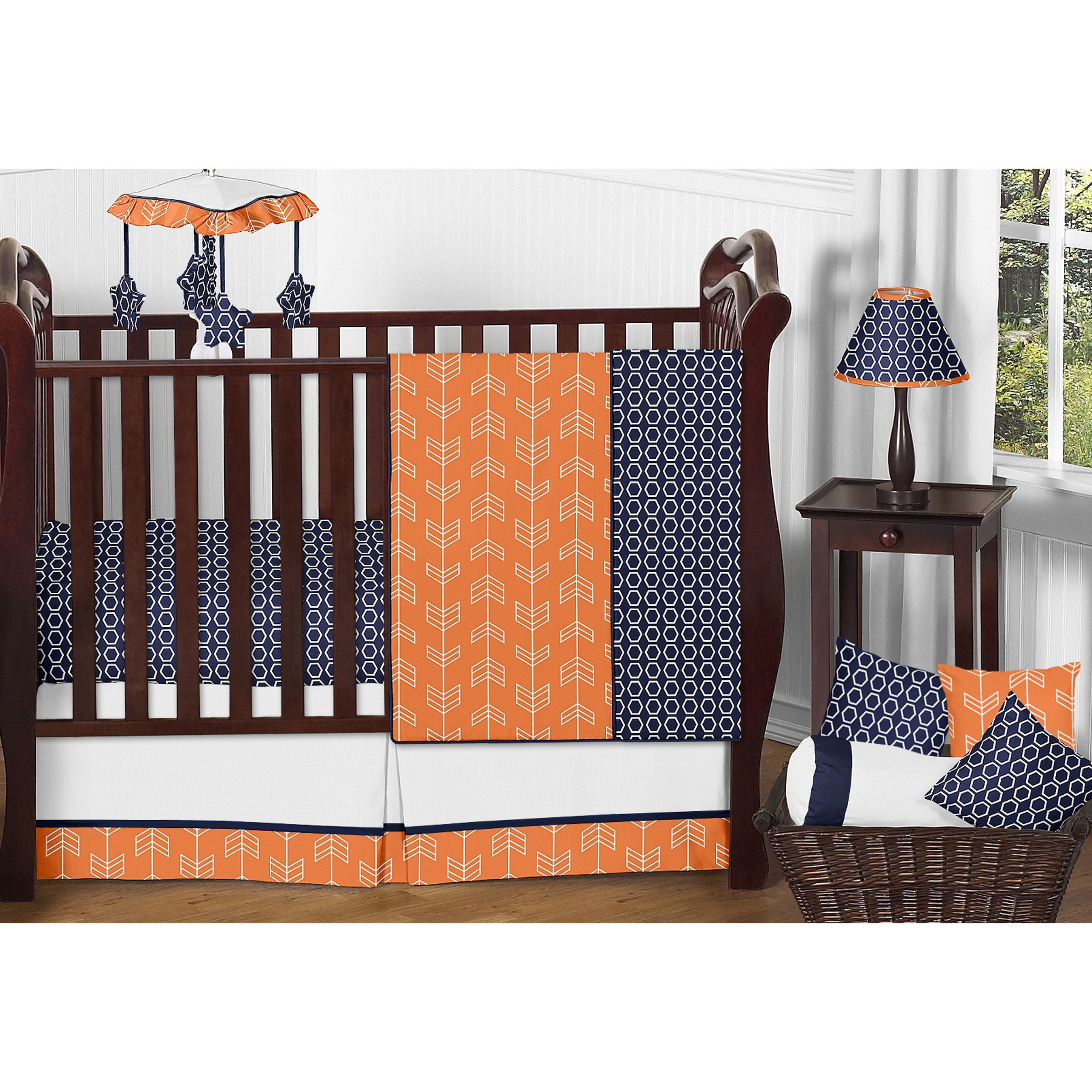 11pc Crib Bedding Set For The Orange And Navy Blue Arrow Collection By Sweet Jojo Designs Walmart Com Walmart Com