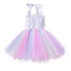 thumbnail image 4 of Vestido de princesa con velo abullonado y lentejuelas de arcoíris para niña de Halloween para niña de un año, 4 of 5