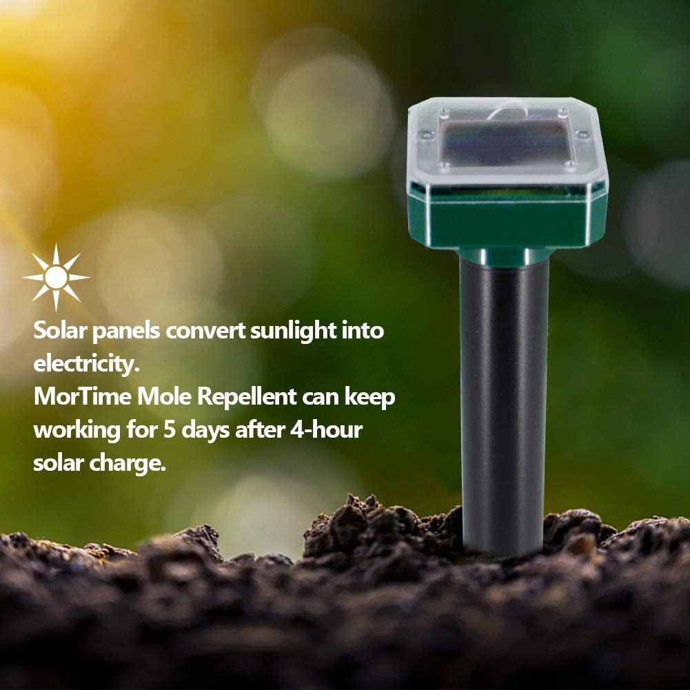 MODANU 8Pcs Solar Mole and Groundhog Repellent Stakes Sonic Gopher Repeller Vole Deterrent Spikes - Get Rid of Burrowing Animals Waterproof (Green)