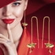 thumbnail image 3 of Pendientes Colgantes con Cristal Yinane Elegante línea de oreja rojo, 3 of 8