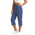 thumbnail image 7 of Mifsaly Loose Capri Pants for Women Elastic Waist Casual Summer Capris Lightweight Comfy Lounge Office Work Outfits with Pockets Navy,S, 7 of 7