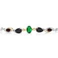 thumbnail image 2 of Gem Stone King 925 Silver and 10K Yellow Gold Green Nano Emerald Black Onyx Red Garnet and Lab Grown Diamond Tennis Bracelet for Women By Keren Hanan (1.52 cttw, Adjustable up To 9 inch), 2 of 3