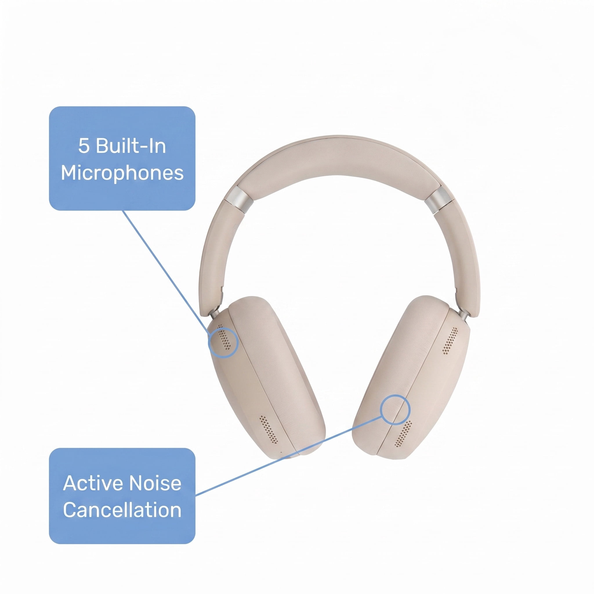 onn Hushbyte Wireless Over-Ear Headphones, White