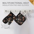 thumbnail image 4 of Yayeee Oven Mitts and Pot Holder Set of 4 Heat Resistant Kitchen Gloves Baking Hot Pad, Black Flowers, 4 of 5