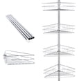 thumbnail image 4 of 4-Layer Rustproof Bathroom Corner Shelf Caddy - Tension Pole Storage with Hooks for Shampoo, Soap, and Towels, 4 of 8
