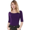 thumbnail image 2 of Día de San Patricio Camiseta Suave De Media Manga Con Cuello Redondo Entallado Para Mujer Morado oscuro M, 2 of 6