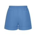 thumbnail image 5 of YgkuHd Men's Cotton Linen Shorts Summer Casual Drawstring Elastic Waist Multi-Pocket Solid Color Beach Vacation Shorts,03-Navy_XXXL, 5 of 7