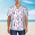 thumbnail image 5 of Uemuo Lavender Flowers Printed Regular Fit Short Sleeve Casual Hawaiian Shirt for Men,Aloha shirt,Tropical shirt,Floral print shirt,Vacation Beach shirt-, 5 of 9