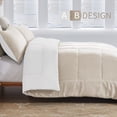 thumbnail image 7 of Exclusivo Mezcla Lightweight Reversible 3-Piece Comforter Set All Seasons, Down Alternative Comforter with 2 Pillow Shams, Oversized Queen Size, Beige/White, 7 of 7