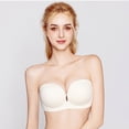 thumbnail image 5 of iHPH7 Front Closure Strapless Bras for Women Push Up Bra Non Slip Wireless Supportive Padded Bras Seamless Tube Comfortable Bra Beige L, 5 of 9