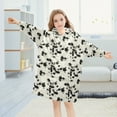 thumbnail image 5 of Dailycode Wearable Blanket Hoodie Oversized Sherpa Flannel Blankets with Pocket for 3-14 Year Old Black Cow Spots, 5 of 7