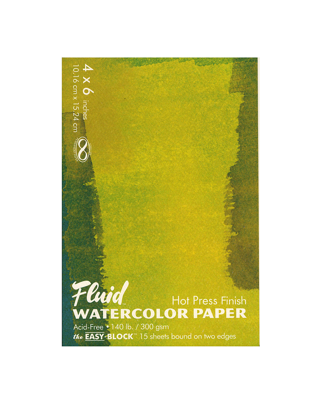 Fluid Hot Press Watercolor Paper block, 4 in. x 6 in., 15 sheets (pack