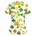 thumbnail image 6 of Feancey Women's St. Patrick's Day Scrub Tops Lucky Clover Printed Scrubs Shirts Holiday Casual Short Sleeve V Neck Shamrock Graphic Tees with Pockets Green XXL, 6 of 6
