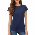 thumbnail image 2 of Endives Women's Short Sleeve T Shirts Casual Solid Color Tops Basic Loose Crew Neck Pullover Tee, 2 of 8