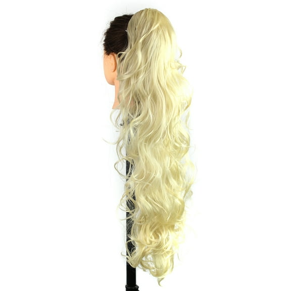 26-Inch Long Messy Curls Claw Clip Ponytail Extensions Synthetic Clip in Drawstring Curly Ponytail Hairpiece Jaw Clip Hair Extensions (613#)