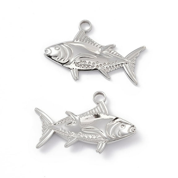 20 pc Non-Tarnish 304 Stainless Steel Pendants Fish Charms Stainless Steel color 19x29x3mm Hole: 3mm