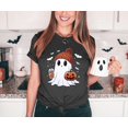thumbnail image 3 of KimSoong Women Halloween T-Shirt Cute Ghost Fall Pumpkin Graphic Shirt Coffee Lover Tees Short Sleeve Tops, 3 of 5